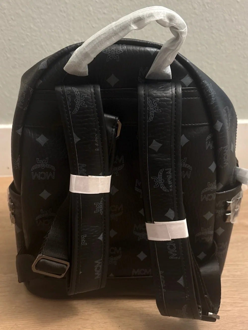 MCM Black Logo Mini Backpack